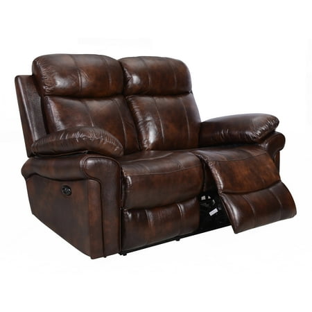 - Hudson Power Reclining Top Grain Leather Loveseat