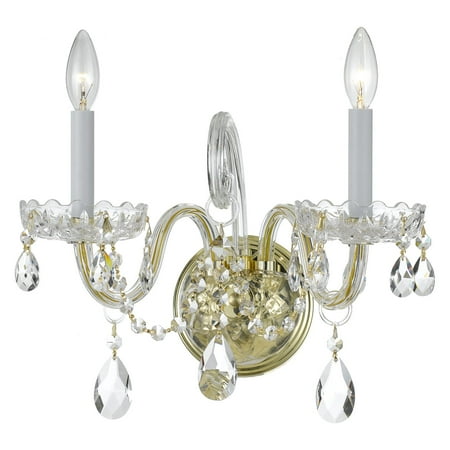Traditional Crystal Glass Sconce - Crystorama Traditional Crystal 1032-PB-CL Wall Sconce Light