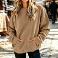 thumbnail image 2 of QIYAGBSA Sweatshirts for Women Crew Neck Long Sleeve Oversized with Side Pockets Ribbed Cuffs Hem Fall Winter Casual Layer, 2 of 6