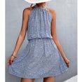 thumbnail image 1 of Vestido corto con cuello Halter y lazo en la espalda, vestido elegante de verano con estampado Floral y cintura elástica para citas, 1 of 6