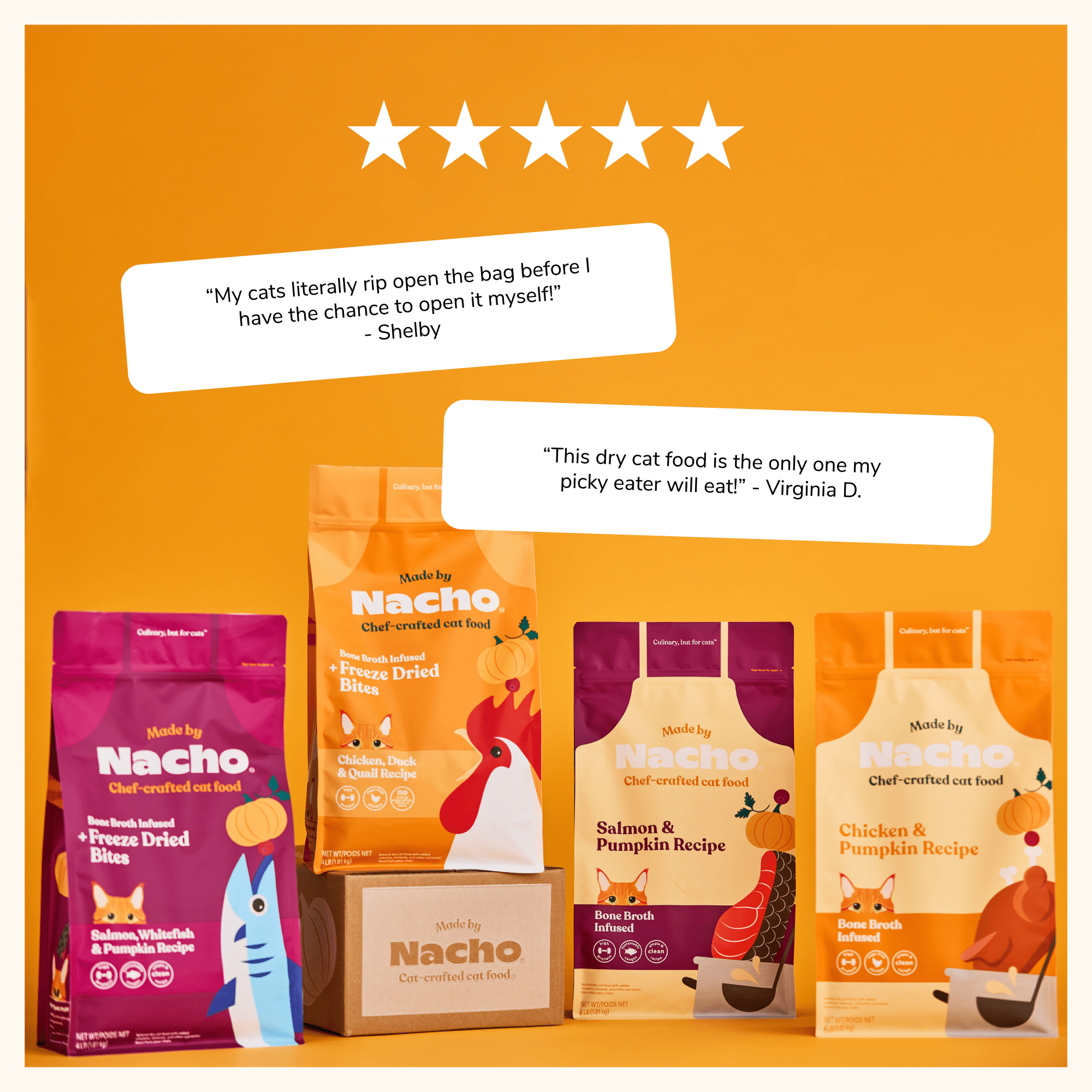 Made by Nacho Dry Cat Kibble, Infused with Bone Broth for Hydration, Sustainably Caught Salmon and Pumpkin, High Protein and Grain-Friendly Premium Cat Food, Limited Ingredients, 7.5lb Bag