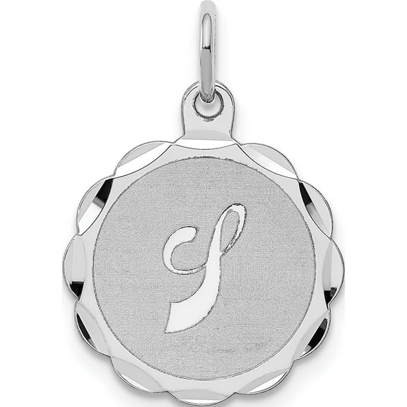 Sterling Silver Silver/Rhodium-Plated Brocaded Letter J Initial Pendant (22 X 16) Made In United States qc4161j