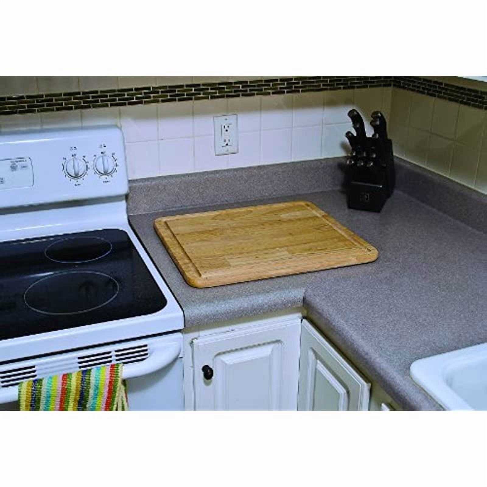 Camco - 43753-A Hardwood Cutting Board and Stove Topper With Non-Skid Backing, Includes Flexible Cutting Mat