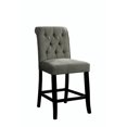 thumbnail image 3 of Family Set Dining Room Furniture Rustic Style Set of 2 Counter Height Chairs Grey Chenille Fabric Upholstered Tufted Kitchen Breakfast, 3 of 8