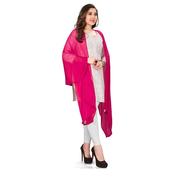 Women's Solid Chiffon Dupatta Magentha for Casual Wear, Free Shipping