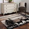 thumbnail image 3 of Deer Silhouettes Area Rugs 3'x5', Washable Small Throw Rugs for Living Room Bedroom, Trees Wooden Retro Art Farmhouse Indoor Outdoor Rug Non-Slip Low Pile Carpet Runner Reversible Floor Mats, 3 of 8