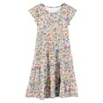 thumbnail image 6 of shoper Spring Dresses for Girls Ruffled Sleeve Floral Print Crew Neck Tiered Flowy Casual Dresses Girls Holiday Party Dress Multicolour 130, 6 of 6