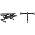 thumbnail image 1 of Pemberly Row Adj Corner Standing Desk Converter Dual Monitor Arm Bundle Black, 1 of 9