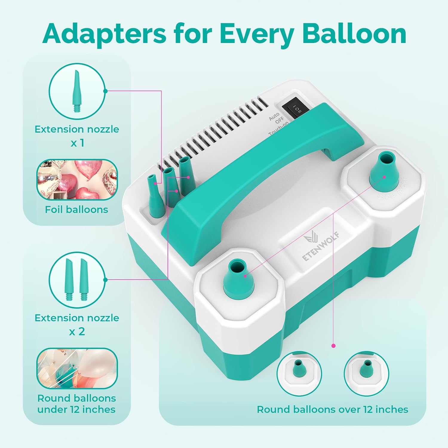 ETENWOLF Electric Balloon Pump 550W Dual Nozzle photo 6