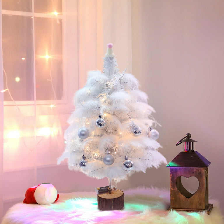 White Feather Suit Copper Wire Light DIY Christmas Trees 