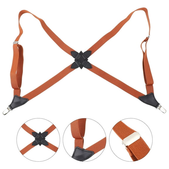 LEORX 1Pack Suspenders for Women Pants Strap Brown Elastic Adjustable Pants Support Unisex Field Use