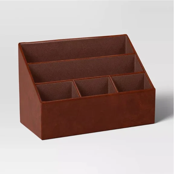 Faux Leather 5 Slot Desktop Organizer