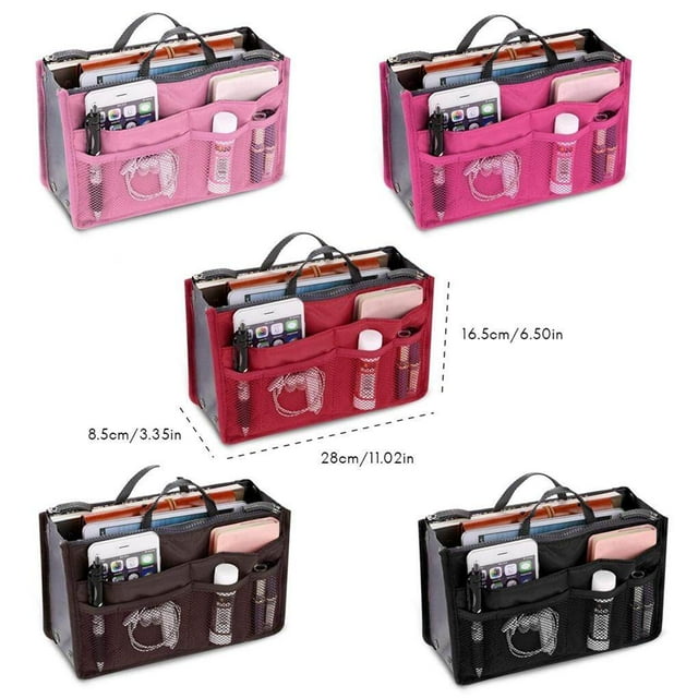 facefd Women Multifunction Portable Double Zipper Travel Cosmetic Handbag Organizer Handbag