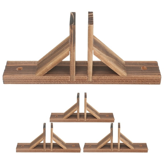 WRISTBIQUE Simple Design Wooden Fence Base Brown 4Pcs