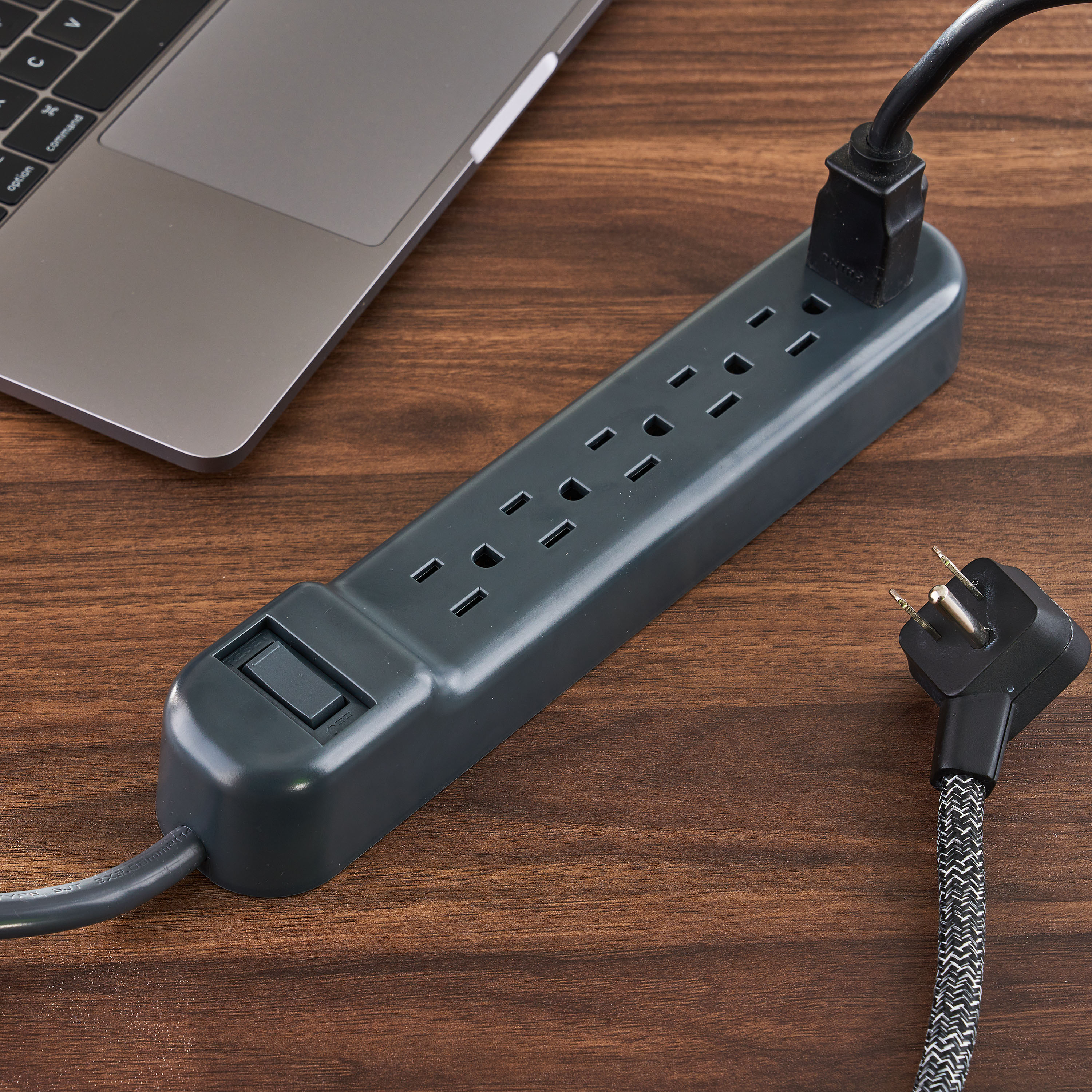onn 6-Outlet Surge Protectors with 2.5' Cords, Gray, 2 Pack photo 6
