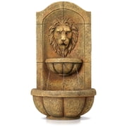 Royal Lion Head 29 1/2 High Large Italian Indoor Outdoor Decor Faux Stone Wall Fountain with Light LED Garden