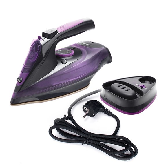 yeacher Cordless Iron,Steam Iron 2400W,Lightweight Portable Steam-Dry Iron for Clothes,Non-Stick Soleplate Home Steam Iron,Anti-drip Iron,Steam Control System,360mL Water Tank(EU Plug)