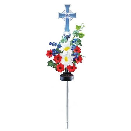 patriotic floral religious cross solar lighted garden stake yard decoration - Religious Christmas Yard Decorations patriotic floral religious cross solar lighted garden stake yard decoration - Religious Christmas Yard Decorations