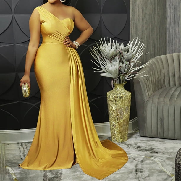 Yellow Dresses for Women 2024 Women One Shoulder Long Prom Dress Elegant Bodycon Maxi Formal Party Evening Gowns With Slit Prom Dresses 2024 Yellow Dresses for Women 2024 Women One Shoulder Long Prom Dress Elegant Bodycon Maxi Formal Party Evening Gowns With Slit Prom Dresses 2024