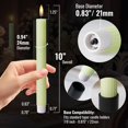 thumbnail image 5 of WYZworks 10" Fluted Ribbed LED Light Sage Green Grooved Pillar Candles, Remote & 24h Timer Memory, On/Off Switch - Flameless Dimmable Battery Operated w/Flicker Mode, Home Wedding Decor (6 Pack), 5 of 8
