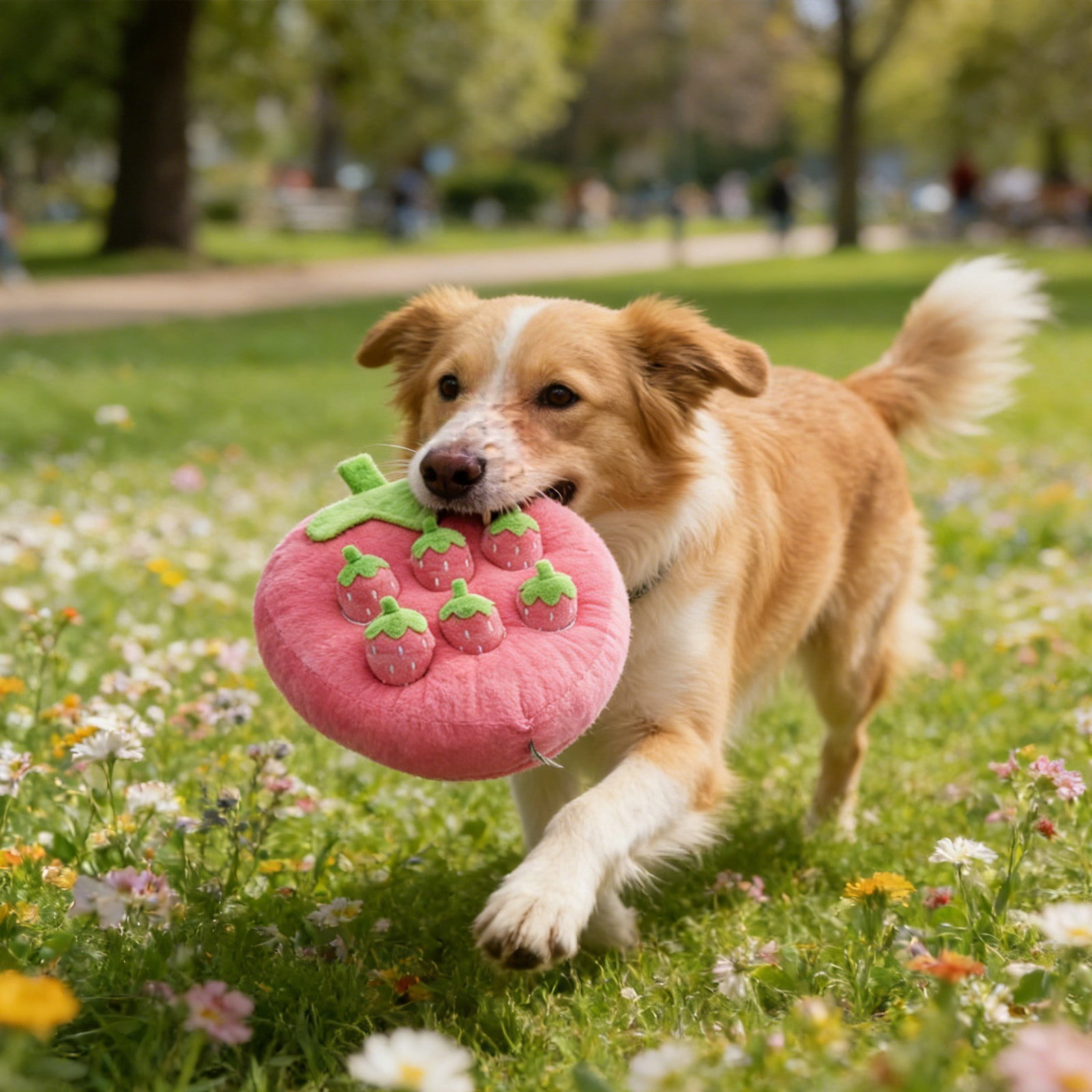 Gytml Vegetable Plush Dog Chew Mat, Interactive Food Dispensing Toy With Pull-Out Design, Durable Foraging Puzzle Mat For Dogs Mental Stimulation & Bonding(Pink-41X37X5cm)