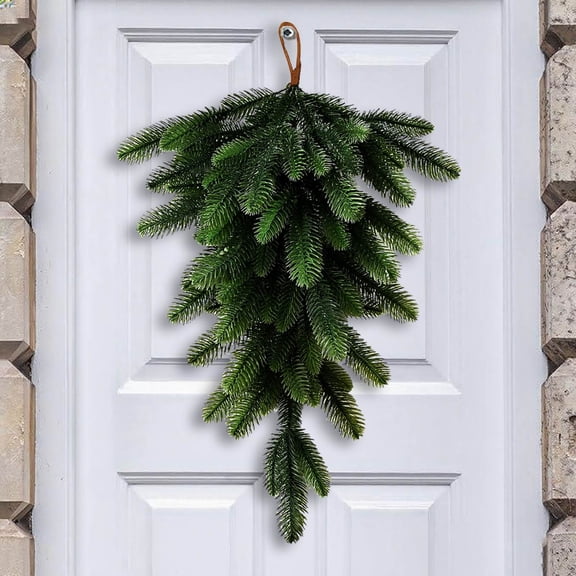 Norfolk Pine Teardrop Door Swag, Artificial Christmas Teardrop Swag | 26" Realistic Greenery Pine Wreath Staircase Swags for Xmas Holiday Door Mantle Fireplace Decor Indoor Outdoor