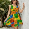 thumbnail image 3 of Building Blocks Construction Brick Dress Fashion Beach Long Dresses Female Party Printed Sundress, 3 of 7