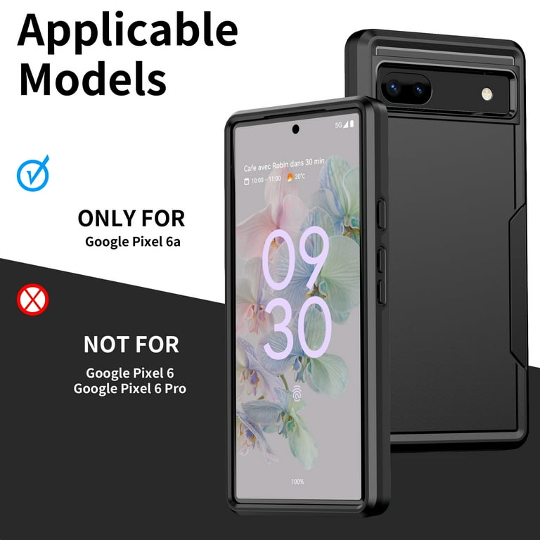 SLWYF Compatible With Google Pixel 6a Case [Built-in Glass Screen Protector] Touch Full Body 360 Shockproof TPU Stylish Bumper Transparent Back Case