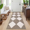thumbnail image 1 of 2x6 Kitchen Rug Washable Hallway Runner Rugs Non Slip Neutral Area Rug Stain Resistant Checkered Rugs Brown, 1 of 8