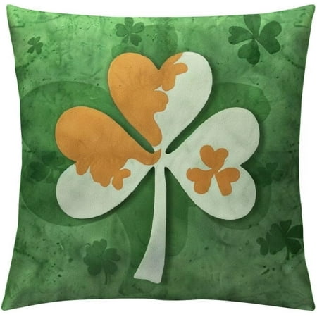 Funda de almohada cuadrada de terciopelo de algodón con diseño de bandera irlandesa verde y naranja de doble cara para sofá