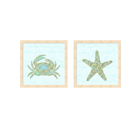 Metaverse Tina Lavoie 'Kramer Crab & Stella Starfish' Framed Art (Set of 2)