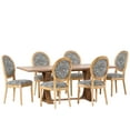thumbnail image 2 of Noble House Dored Fabric and Wood 7 Piece Dining Set, Black and White Print and Natural, 2 of 13