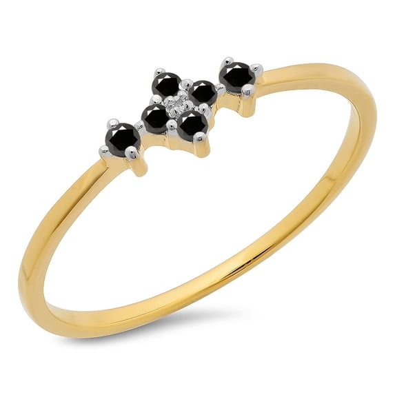 Dazzlingrock Collection 0.10 Carat (ctw) 10K Black Diamond Ladies Bridal Engagement Promise Ring 1/10 CT, Yellow Gold, Size 10