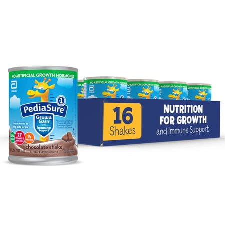 PediaSure Grow & Gain with Immune Support, 7g Protein, Chocolate, 8-fl-oz Can, 16 Shakes