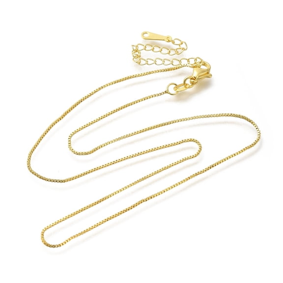 10pcs Brass box Chain Necklaces for Women Real 18K golden Plated 17.72~17.91 inch(45~45.5cm)