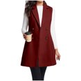 thumbnail image 2 of LEBONYARD Woman's Trendy Lapel Collar Solid Colored Sleeveless Button Coat Casual Long Length Loose Warm Fitting Pocket Outerwear Jacket Coat, 2 of 9