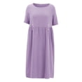 thumbnail image 4 of B91xZ Robes Grande Taille Printemps Été Mode Manches Bouffantes Robe à Volants Été Hiver Tenue de Plage, Violet m, 4 of 5