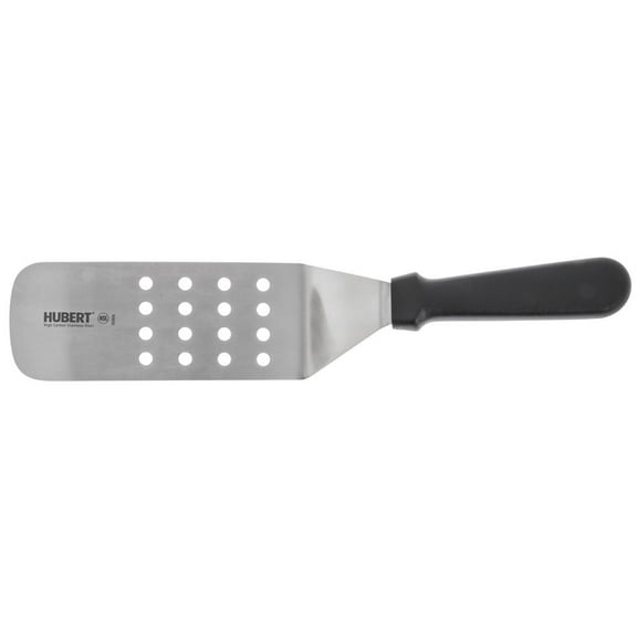 HUBERT® Perforated Food Turner Stainless Steel with Black Polypropylene Handle - 8"L Blade
