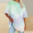 thumbnail image 3 of Scyoekwg Womens Short Sleeve Shirts Clearance Round Neck Oversized Tee Trendy Lightweight Comfy Loose Gradient Color Blouses (Green,XXL), 3 of 4