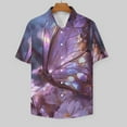 thumbnail image 3 of Purple Iridescent Butterfly on Flowers Men's Shirt Short Sleeves Printed Button Down Summer Shirts, 3 of 6