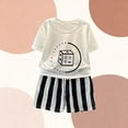 thumbnail image 4 of NAISIBABY Kids Boys Outfit Sets, Graphic Short Sleeve T-Shirt and Striped Shorts Fashion Casual Clothes 2-Piece White 3T, 4 of 5