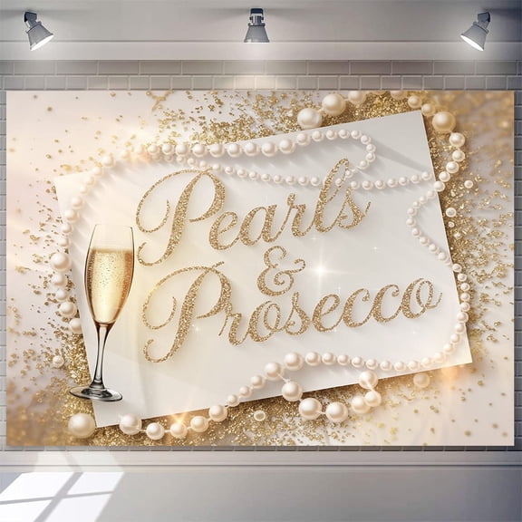 Petals and Prosecco Bridal Shower Backdrop Golden Glitter Champagne Engagement Photography Background Gold Bride to Be Bachelorette Party Decorations Banner Supplies Photo Booth Props