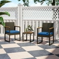 thumbnail image 2 of Outsunny 3 Pieces Wicker Patio Furniture Set, Rattan Bistro Set, Dark Blue, 2 of 10