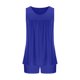 thumbnail image 4 of ICHUANYI Clearance 2PC Women's Round Neck Shorts Sleeve Two-piece Comfortable Home Pajamas Set Sports Set(Blue, XXL) ICHUANYI WER2023081201498, 4 of 6