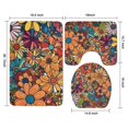 thumbnail image 3 of Pioneer Flower Floral Print Pattern Bathroom Rugs Sets 3 Piece,Toilet Cover Set,Absorbent Non Slip Bathroom Mats Sets with U-Shaped Contour Rug Toilet Rug Set, 3 of 5