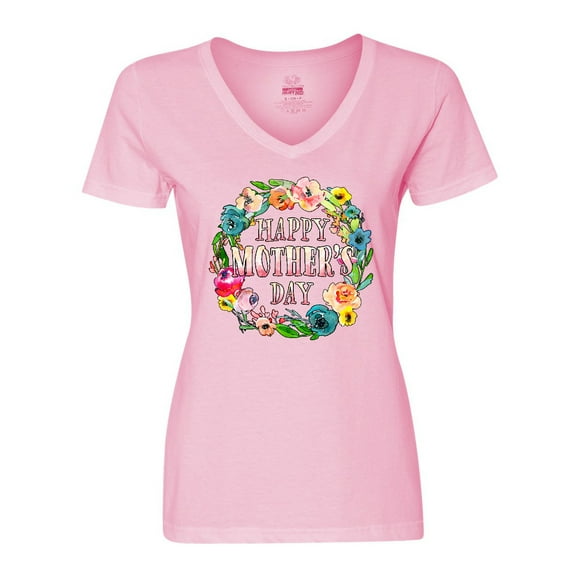 Inktastic Happy Mother's Day- flowers Women's V-Neck T-Shirt