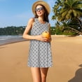 thumbnail image 7 of Bixox Gray Plaid Print Women's Sleeveless A-Line Dress with Pockets, Casual Knee-Length Tank Dress for Summer-Large, 7 of 7
