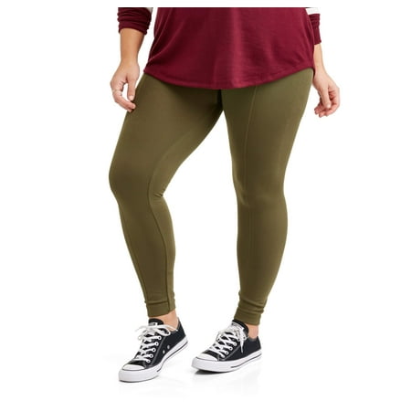 Poof Juniors' Plus Textured Fleece Lined Leggings With Slimming Front Seam