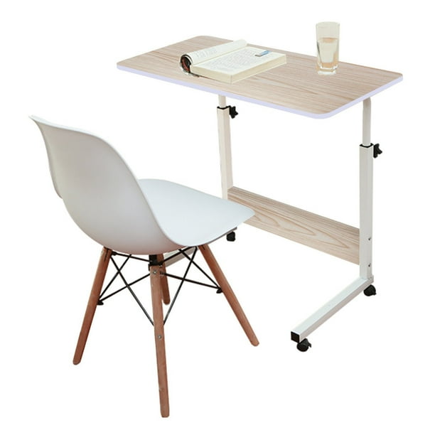 Adjustable Laptop Desk Table With 4 Wheels Flexible Wooden Stand
