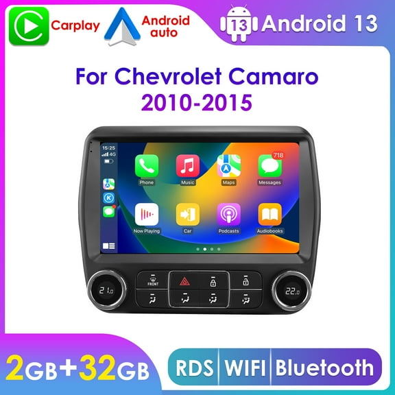 Bluetooth Android 13 Apple CarPlay 2 32GB Wifi RDS Car Stereo Radio Head Unit Multimedia GPS Navigation Player For Chevrolet Camaro 2010 2011 2012 2013 2014 2015